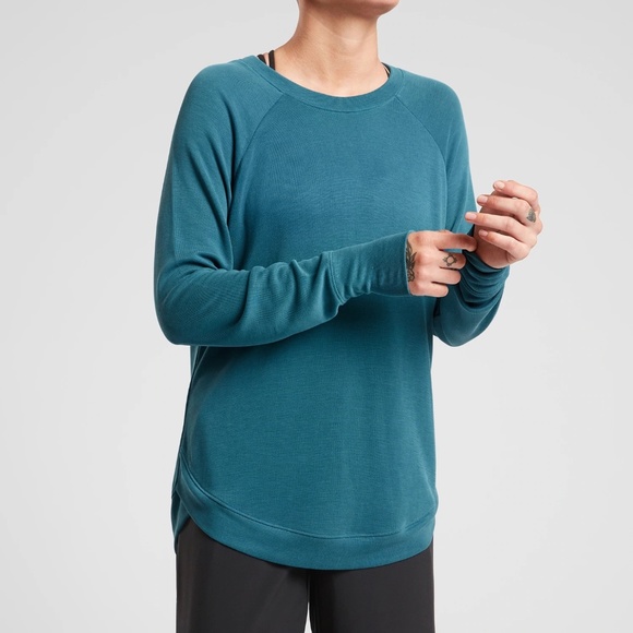 Athleta Serene Mindset Sweatshirt in Coastal Teal - Size Large - Picture 1 of 7